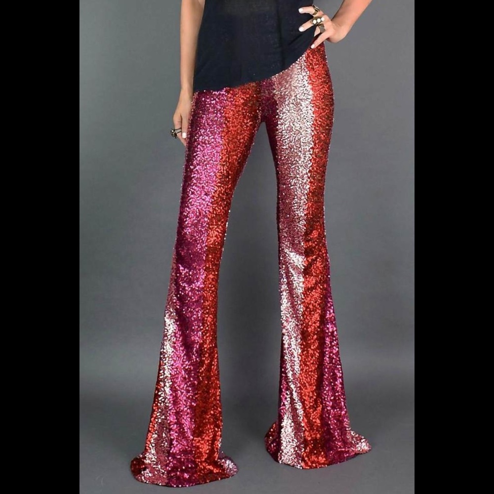 Sequin Bellbottom Pants